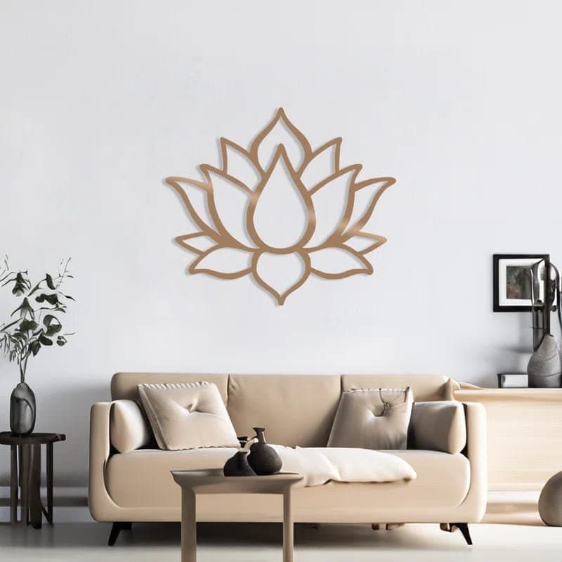 Minimalist Lotus Flower Wall Art Laser Cut Vector File