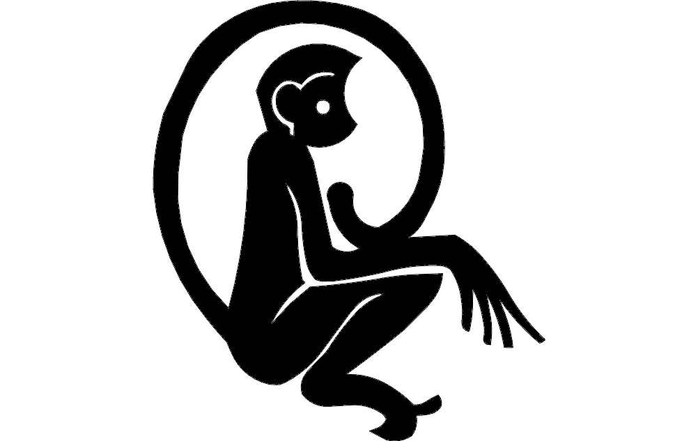 Minimalist Monkey Silhouette Vector Design DXF File