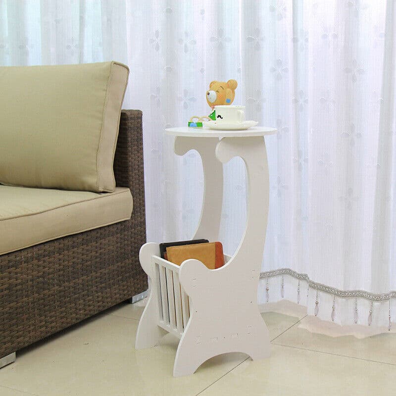 Minimalist Round Side Table with Magazine Rack Laser Cut Vector File