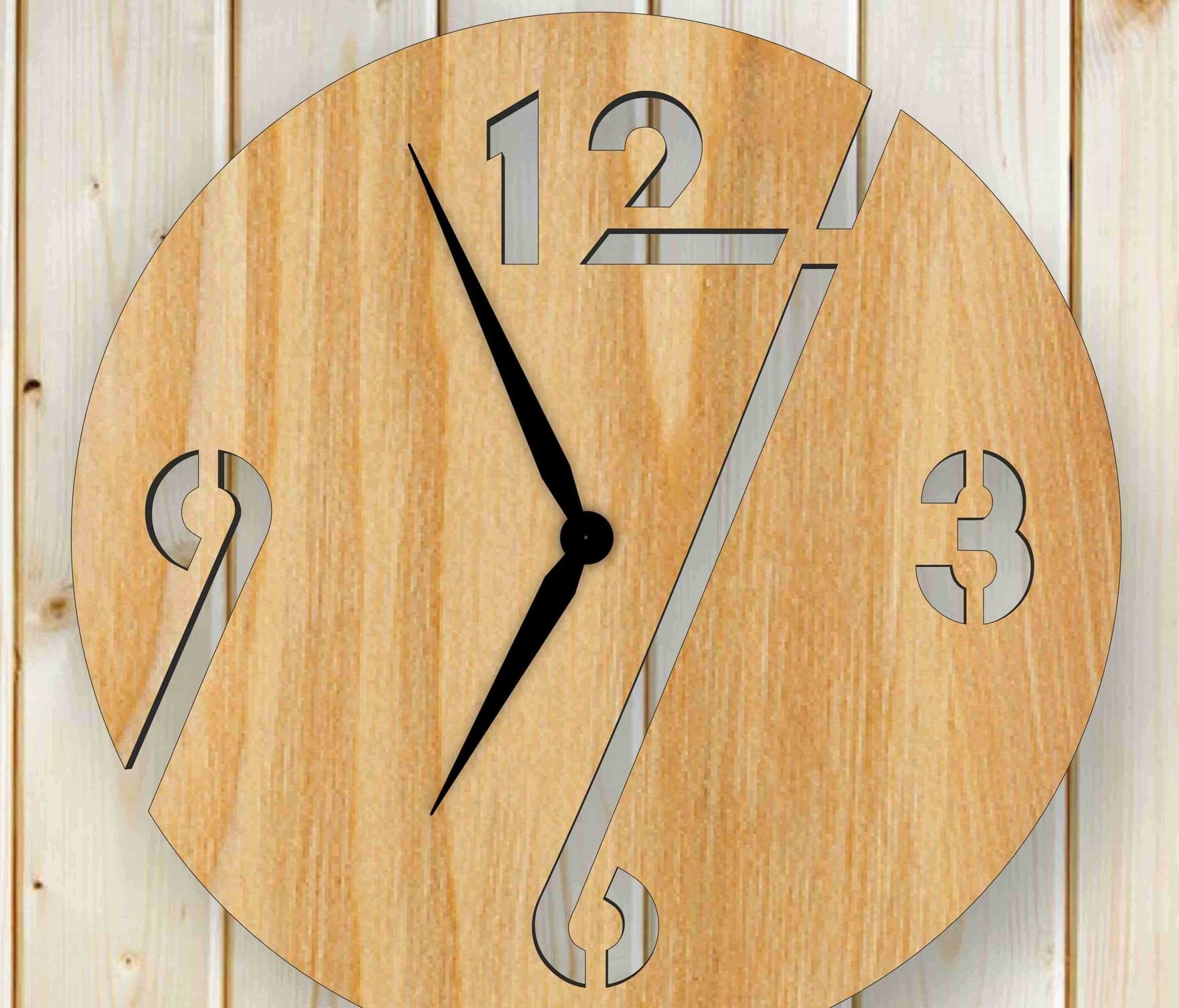 Minimalist Sliced Wall Clock Laser Cut Vector File