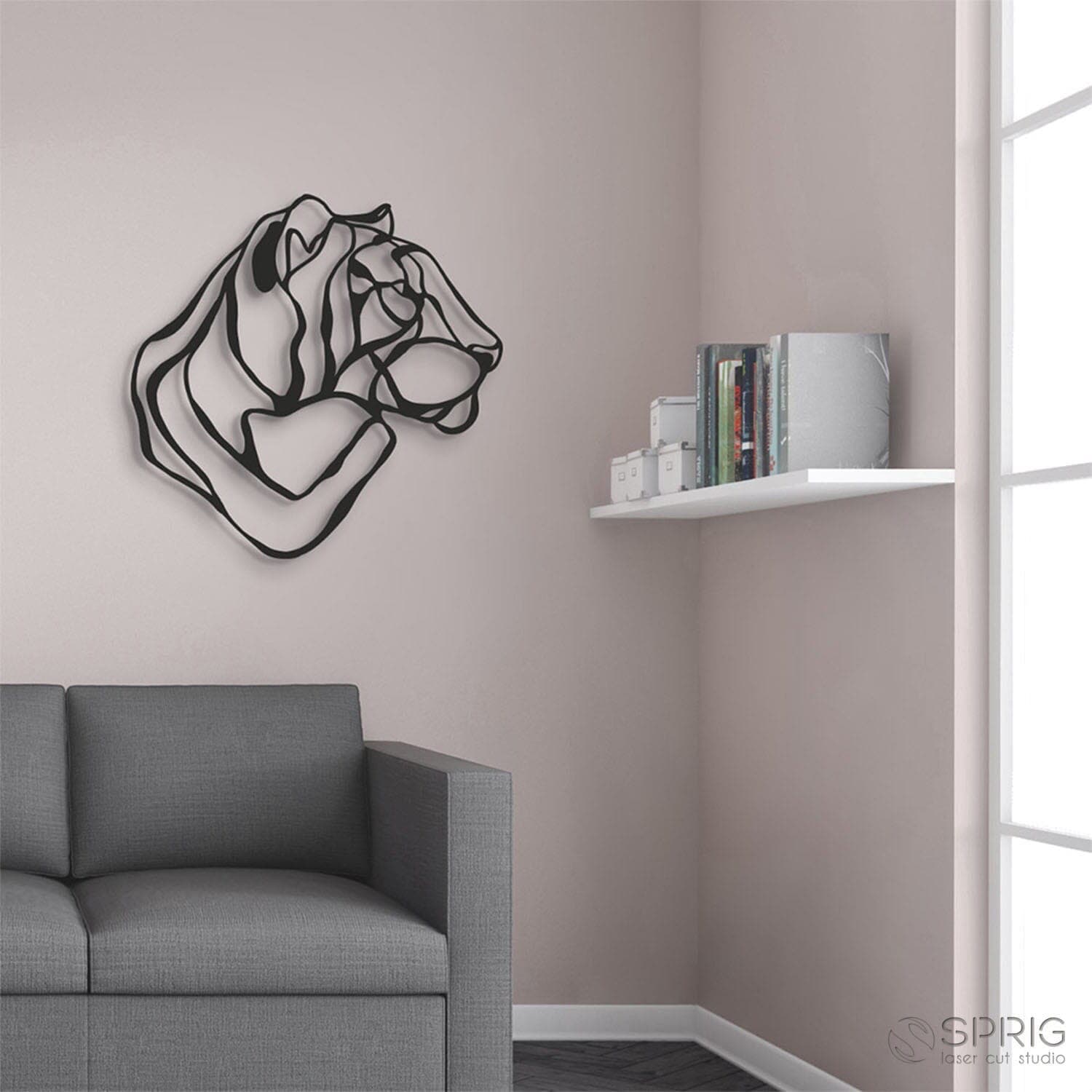 Minimalist Tiger Head Wall Art Laser Cut Vector File