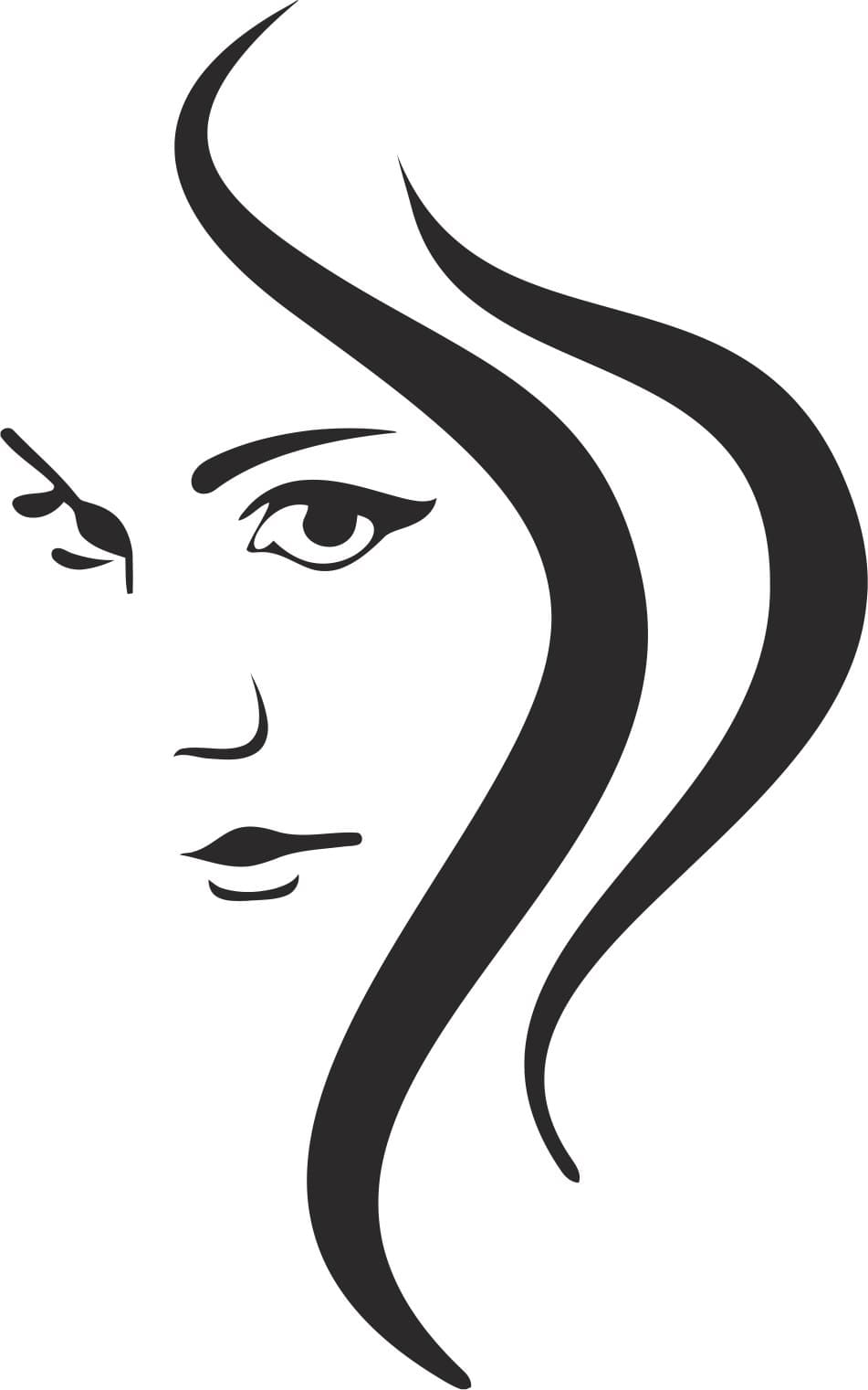 Minimalist Woman Face Silhouette Vector File for Laser Cutting
