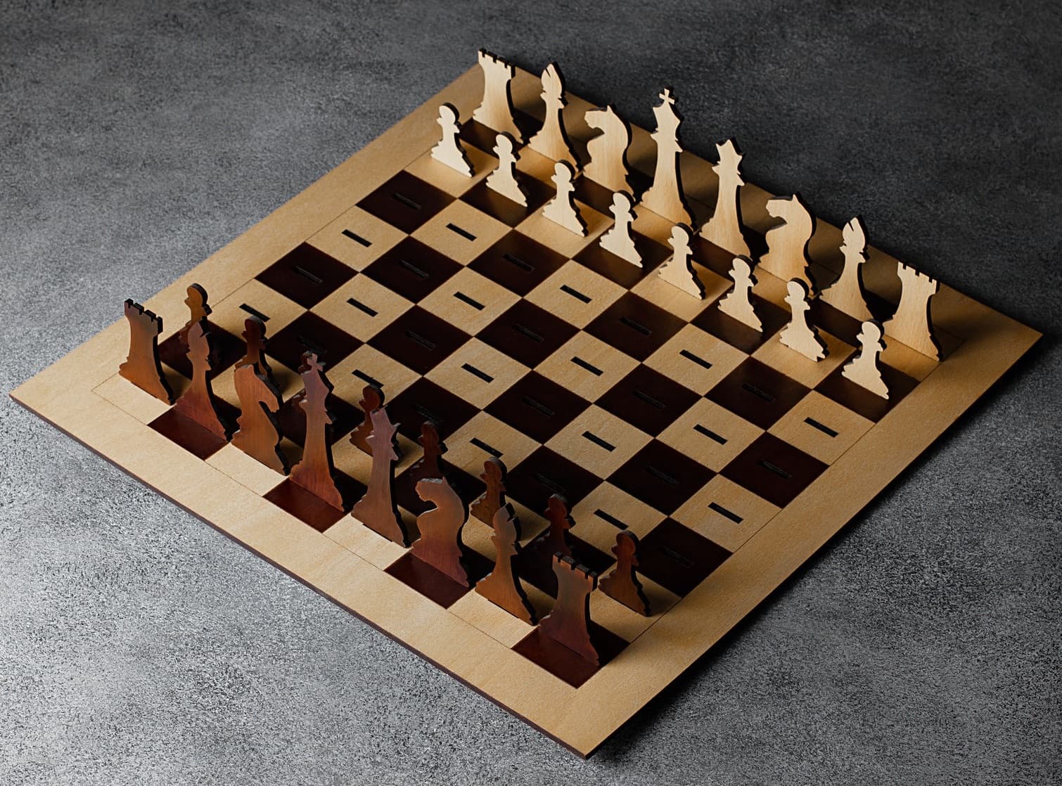 Minimalist Wooden Chess Set Laser Cut Vector Plan