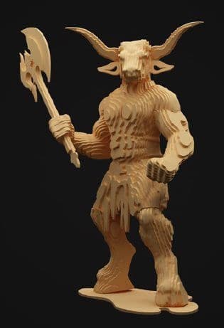 Minotaur Warrior 3D Puzzle Vector File for Laser Cutting