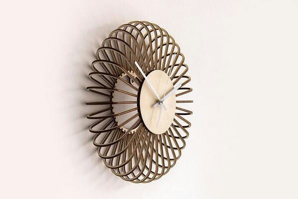 Modern 3D Ribbed Wall Clock Laser Cut Template Vector File