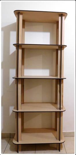 Modern 5-Tier Vertical Bookshelf Laser Cut Vector Plan