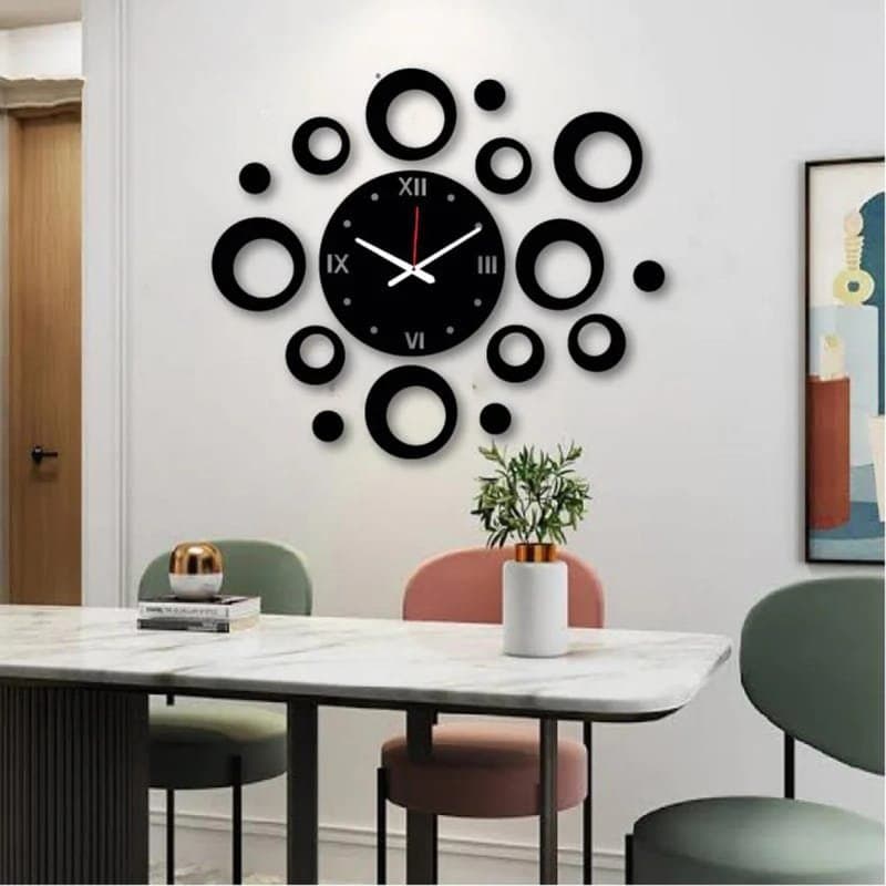Modern Abstract Circle Wall Clock Vector File for Laser Cutting