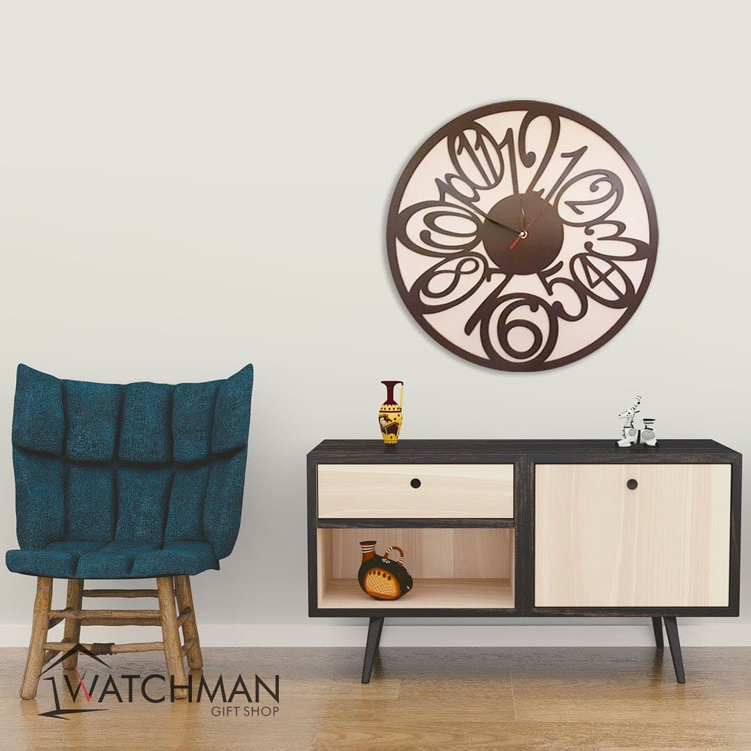 Modern Abstract Numeral Wall Clock Vector DXF File