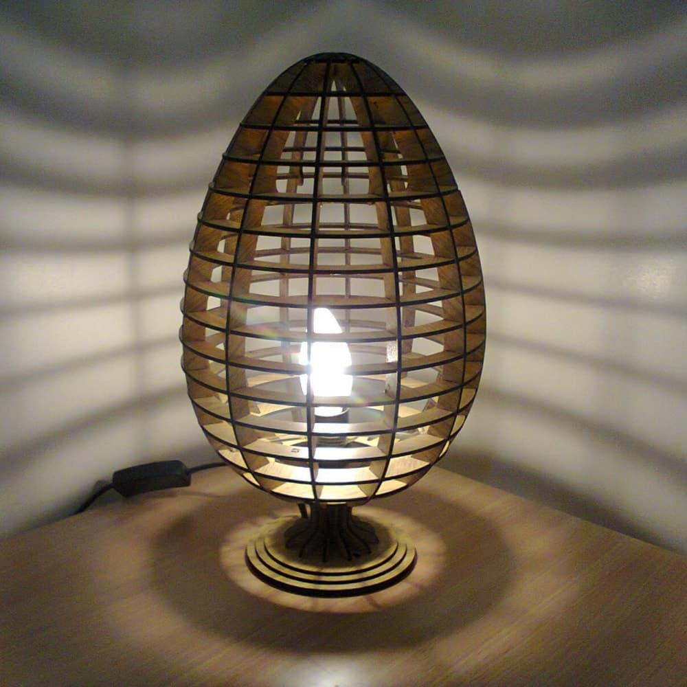 Modern Egg Shape Table Lamp Laser Cut Vector File