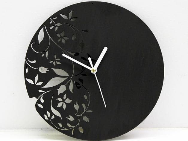 Modern Floral Wall Clock Laser Cut File Vector