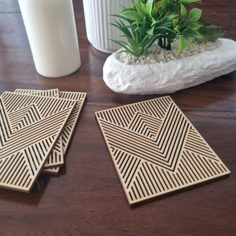 Modern Geometric Coaster Set - Laser Cut Vector File