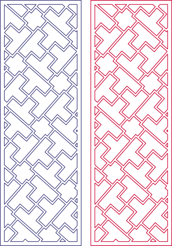 Modern Geometric Tetris Pattern Panel Vector DXF File