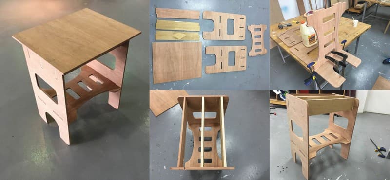 Modern Plywood Side Table CNC Project Vector DXF File