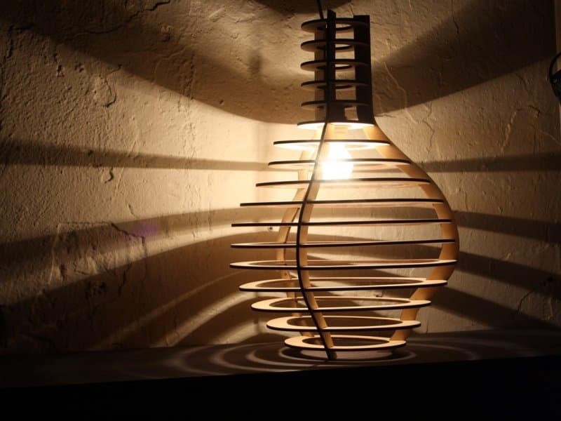 Modern Ribbed Pendant Lamp Vector File for Laser Cutting