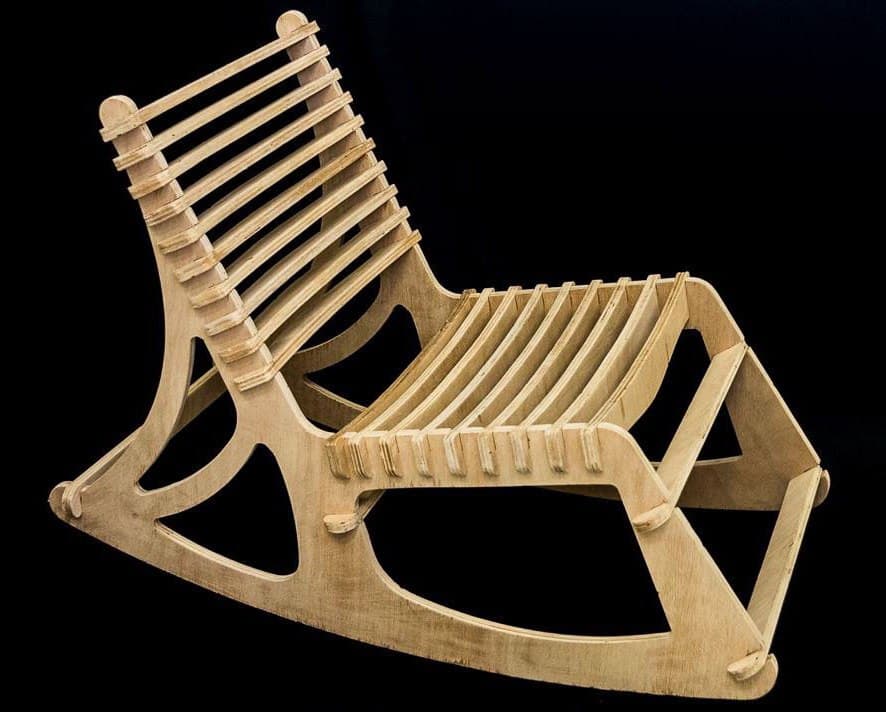 Modern Slat Rocking Chair Laser Cut Vector File