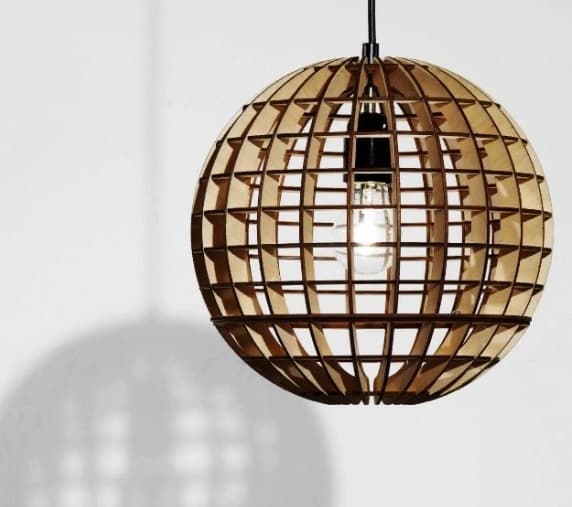 Modern Spherical Wooden Pendant Light Laser Cut Vector File