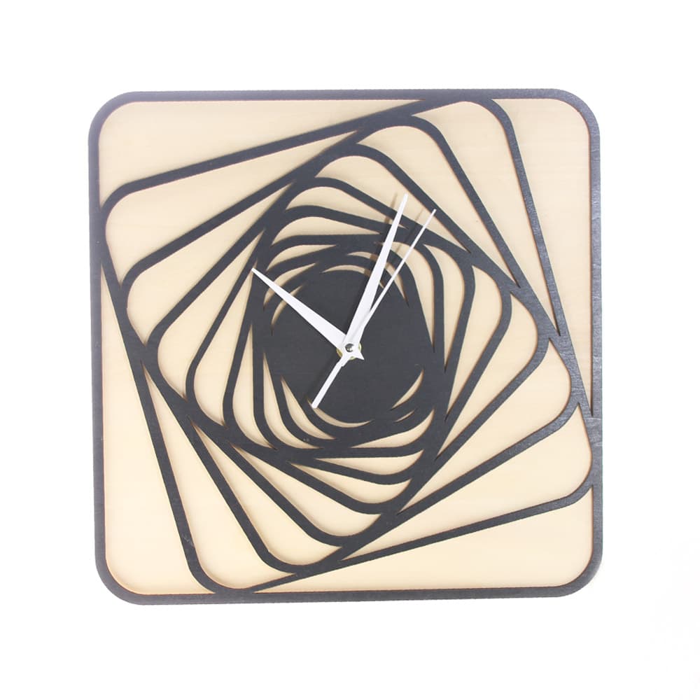 Modern Spiral Square Wall Clock Laser Cut Vector File