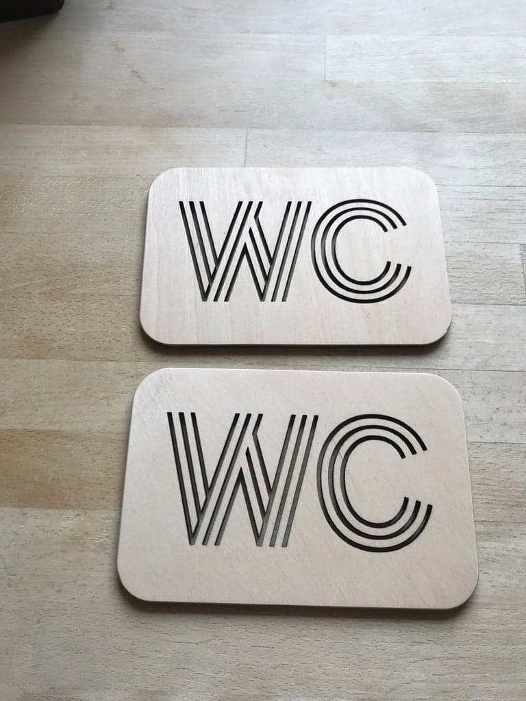 Modern Wooden WC Toilet Sign DXF SVG Laser Cut File