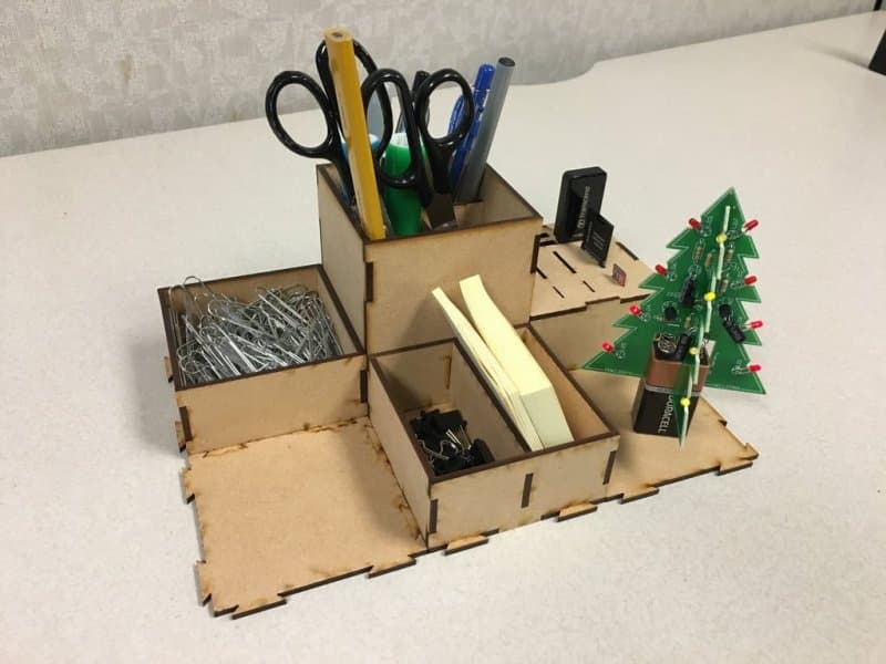 Modular Wooden Desk Organizer Vector File for Laser Cutting