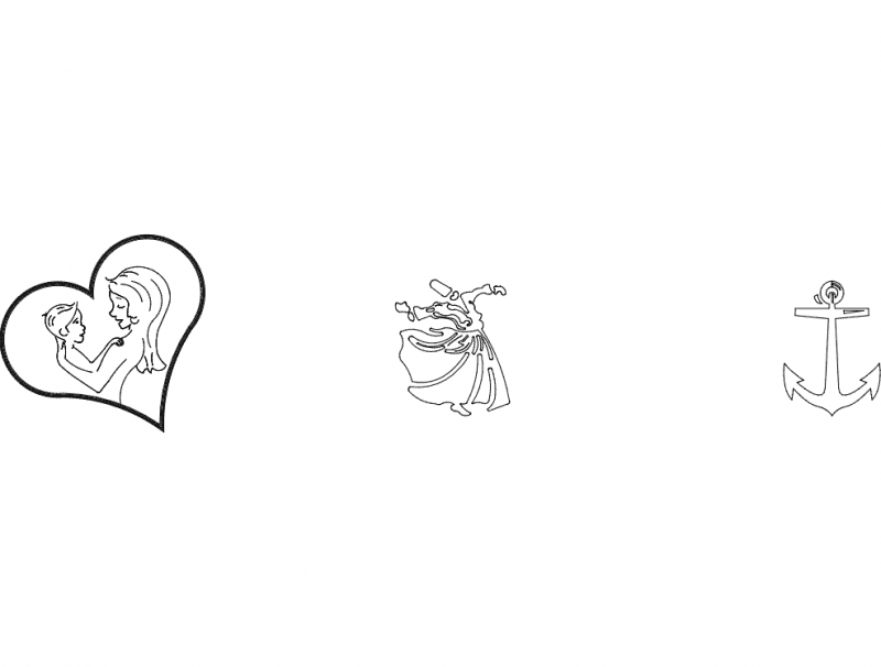 Mother Love, Whirling Dervish, and Anchor DXF Vector Designs