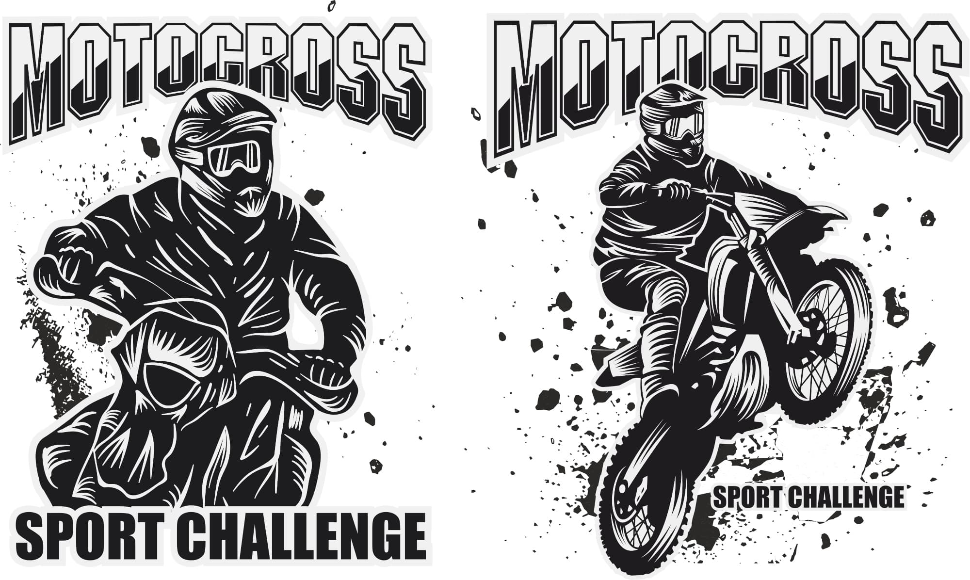 Motocross Sport Challenge Vector Set for Laser Cutting