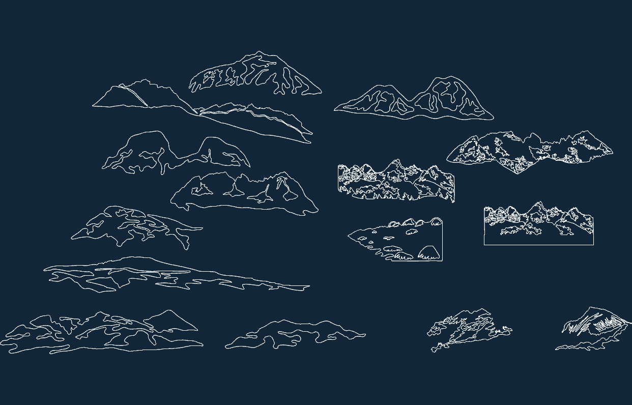 Mountain Range Silhouette Vector Set for Laser Cutting (DXF)