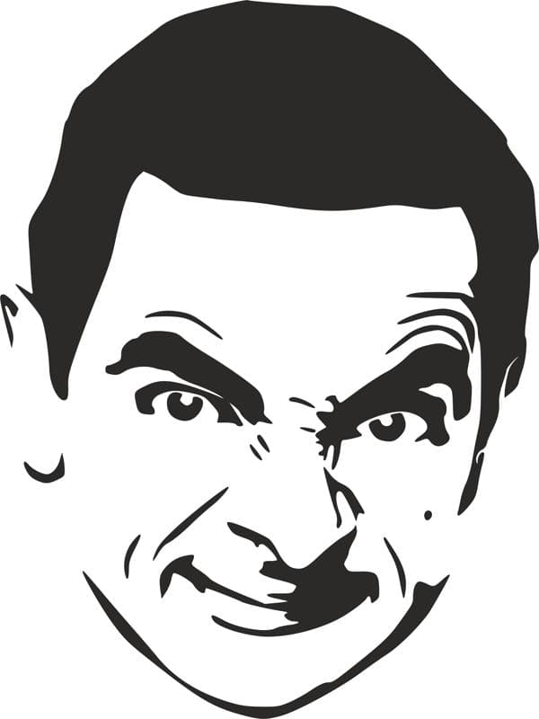 Mr. Bean Portrait Vector Stencil for Laser Cutting DXF