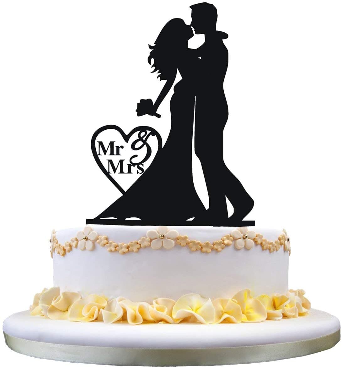 Mr & Mrs Wedding Cake Topper Vector Design