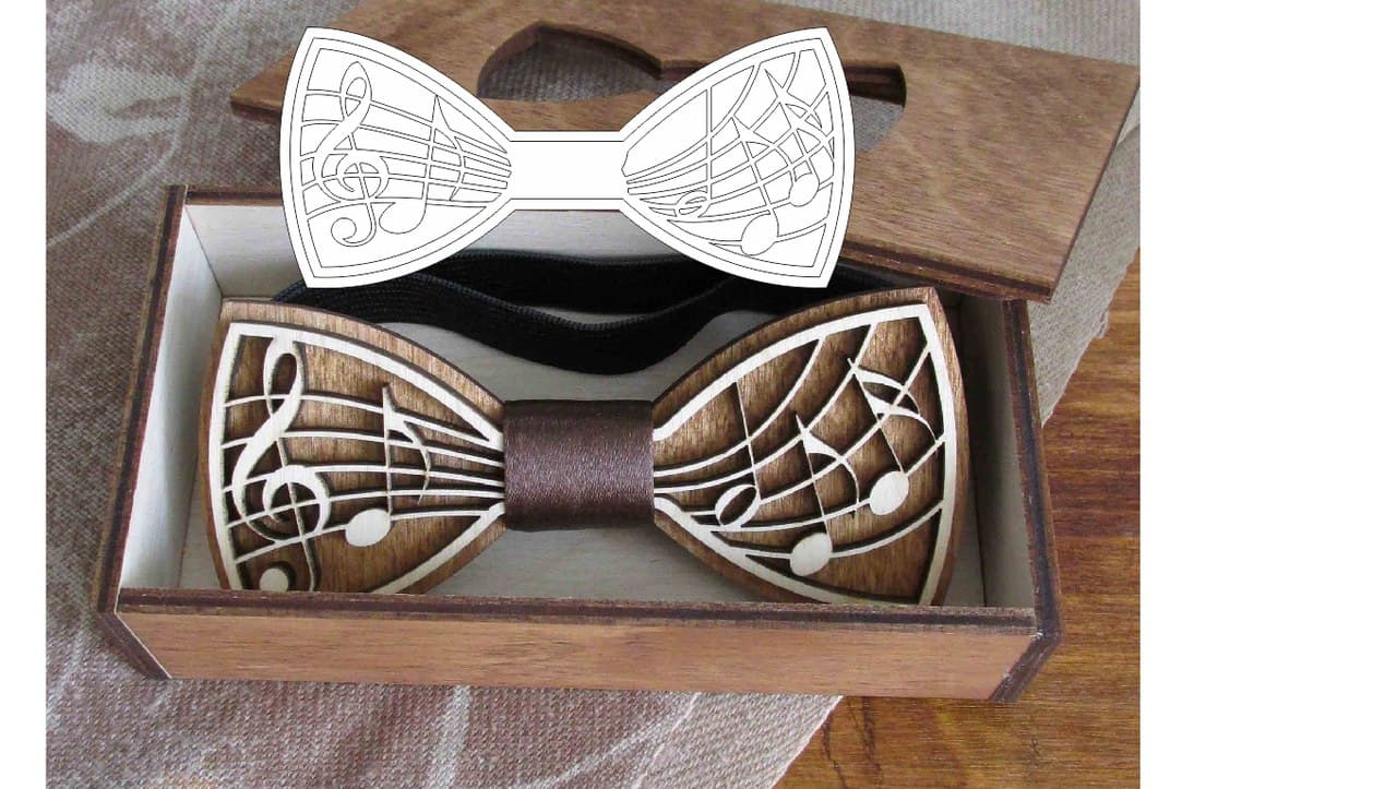 Musical Note Wooden Bow Tie Laser Cut Vector File