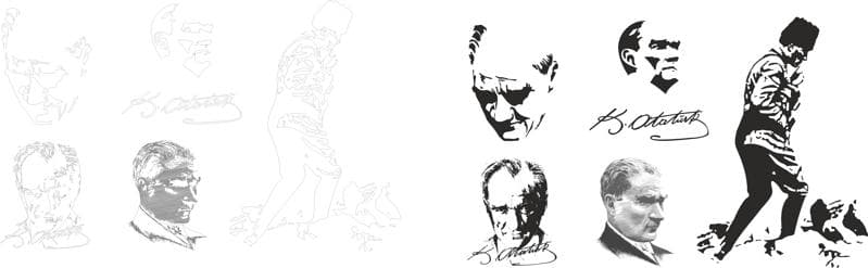 Mustafa Kemal Atatürk Vector Set for Laser Cutting (CDR, DXF)