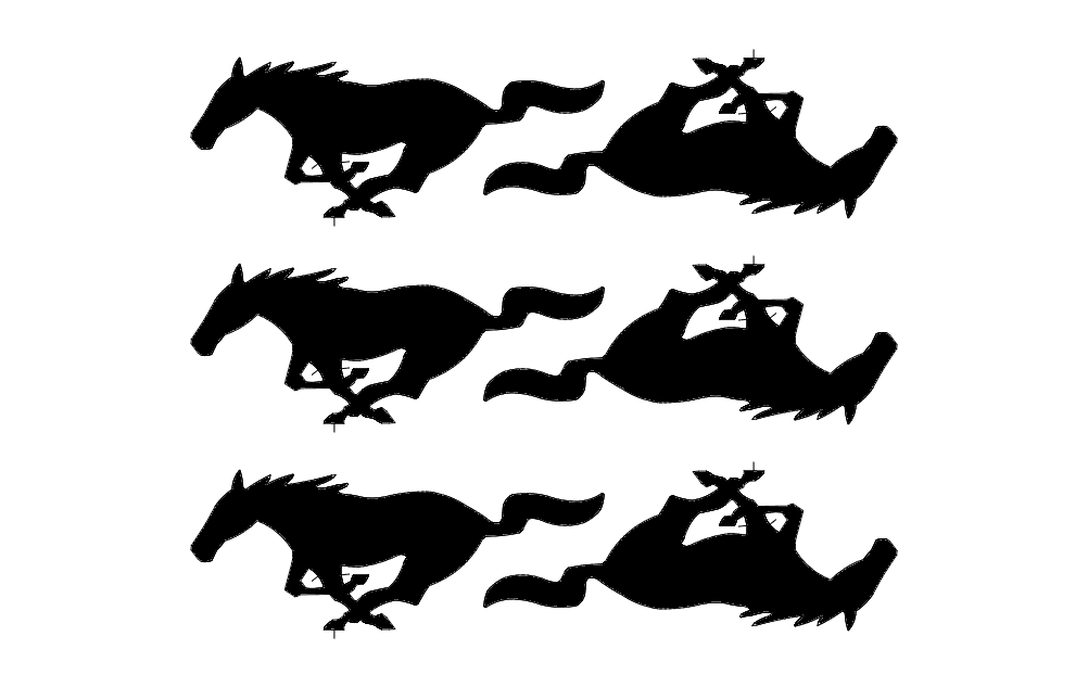 Mustang Pony Running Silhouette Vector Files for Laser Cutting