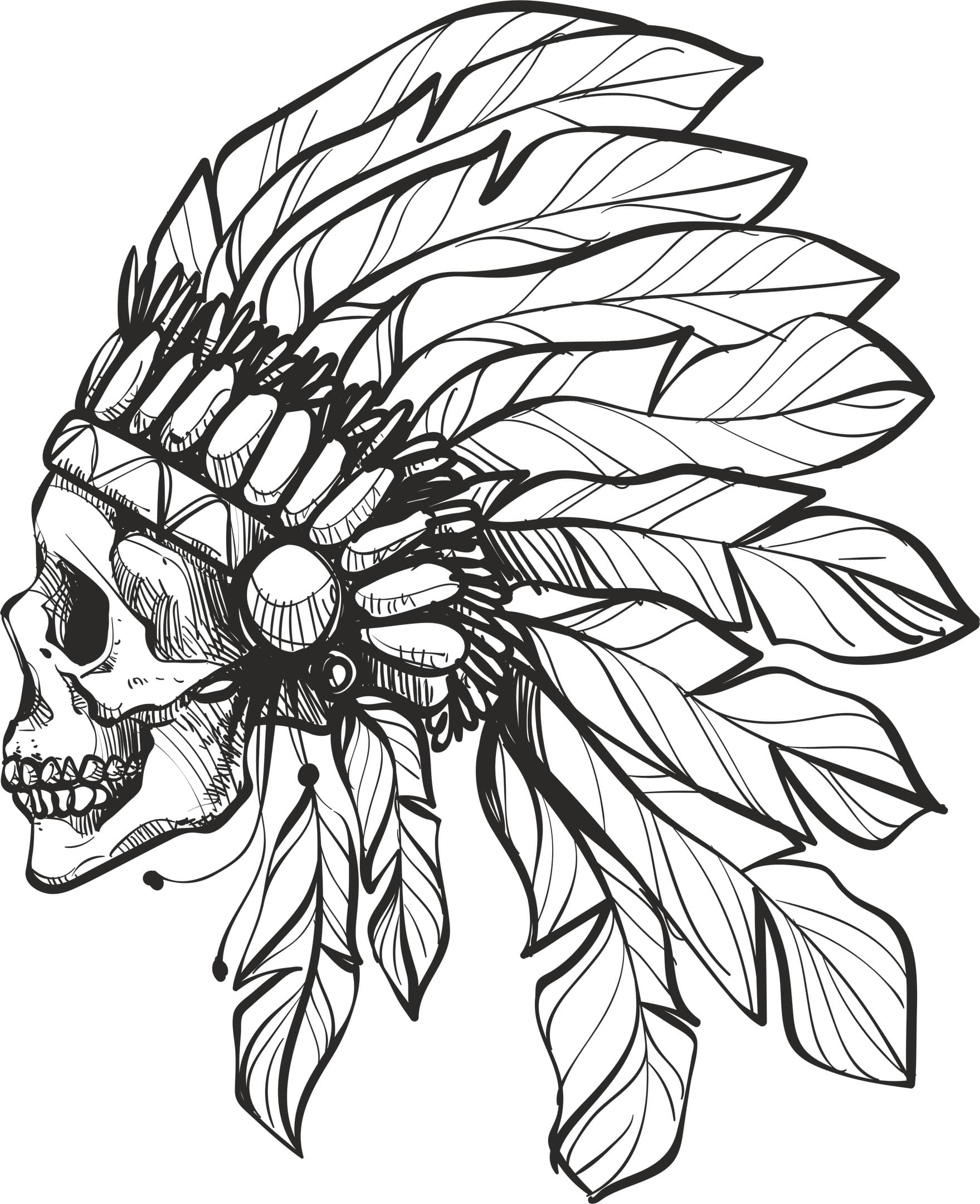 Native American Skull Headdress Vector for Laser Cutting