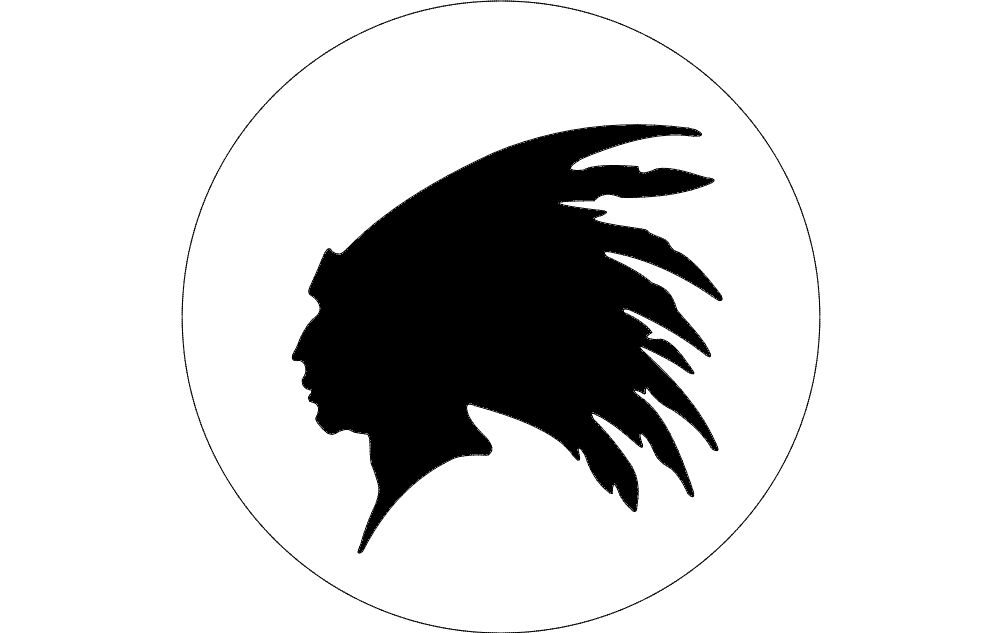 Native American Warrior Head Silhouette Vector DXF File