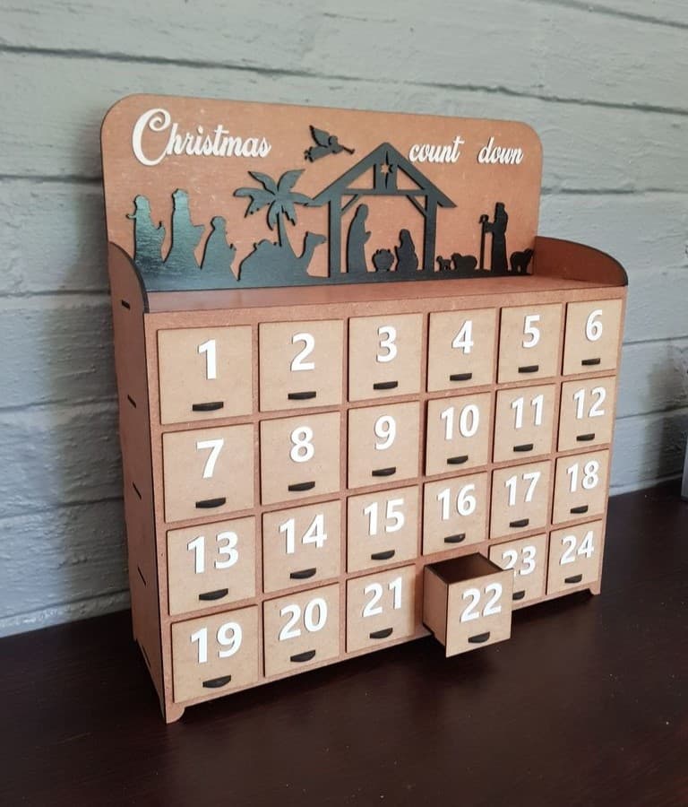 Nativity Scene Christmas Advent Calendar Laser Cut Vector File