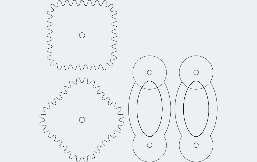 Non-Circular Gear Mechanical Components DXF Vector File