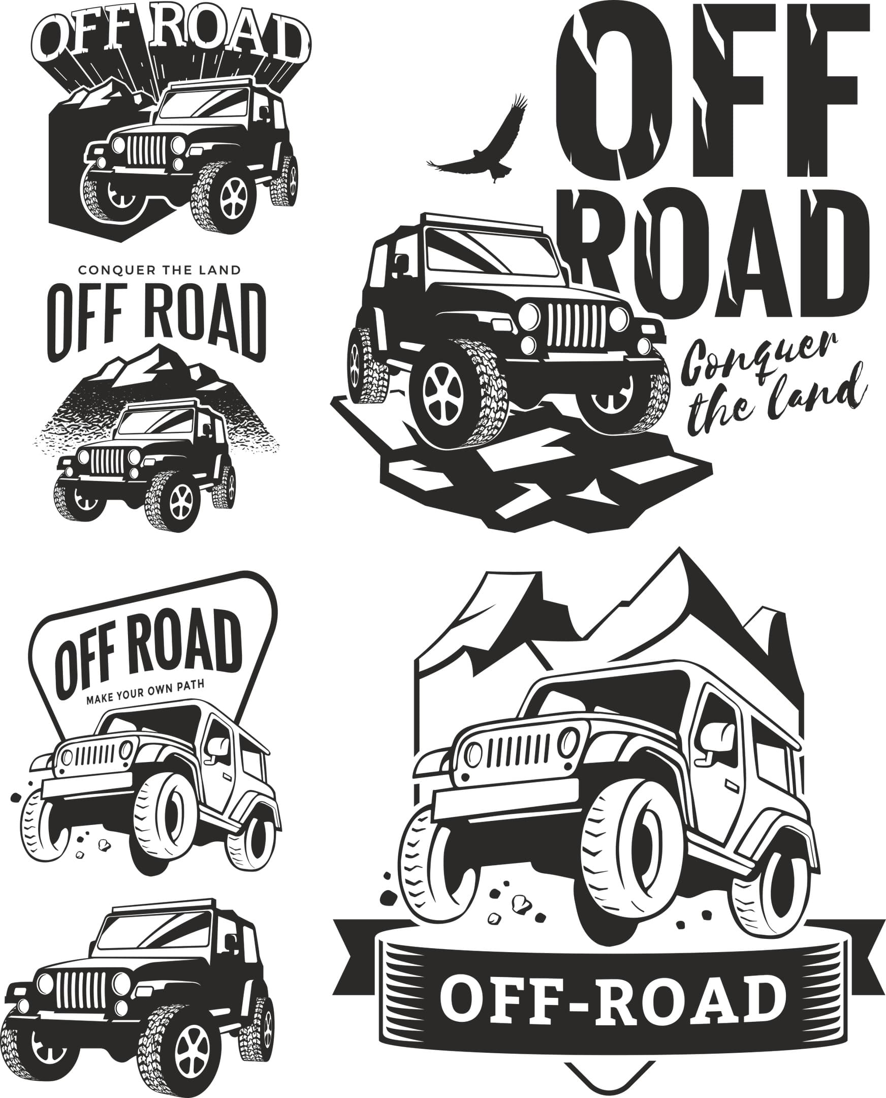 Off Road Jeep Adventure Vector Decals - Free SVG DXF Files