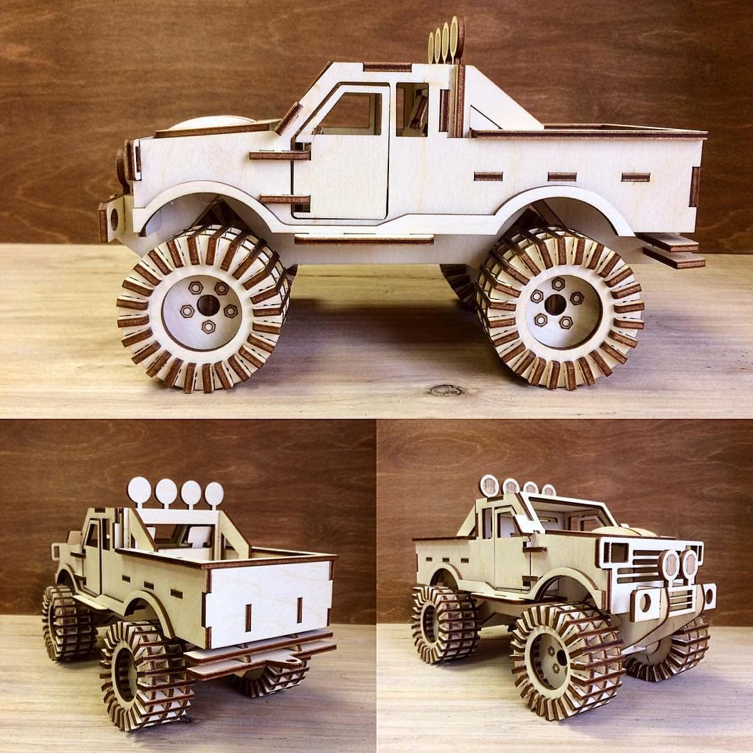 Off-Road Monster Truck 3D Puzzle Laser Cut Vector File