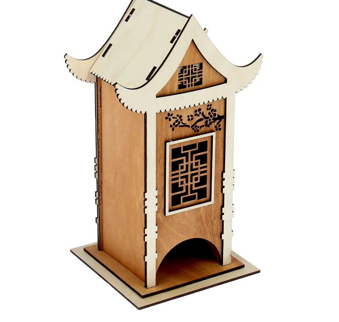 Oriental Tea House Lantern 3D Puzzle Laser Cut DXF File