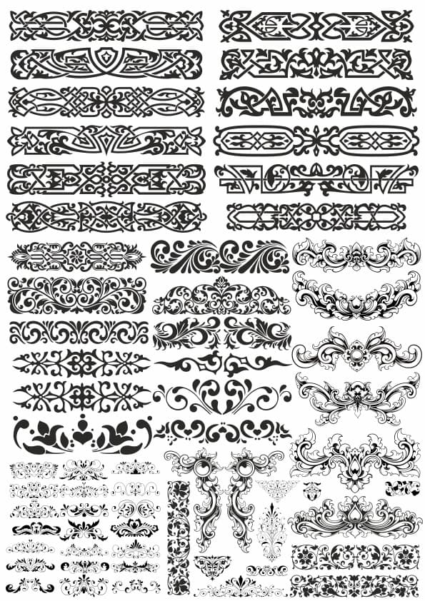 Ornamental Decorative Borders and Flourishes Vector Set