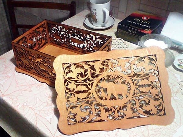 Ornate Animal Motif Laser Cut Decorative Box Vector File