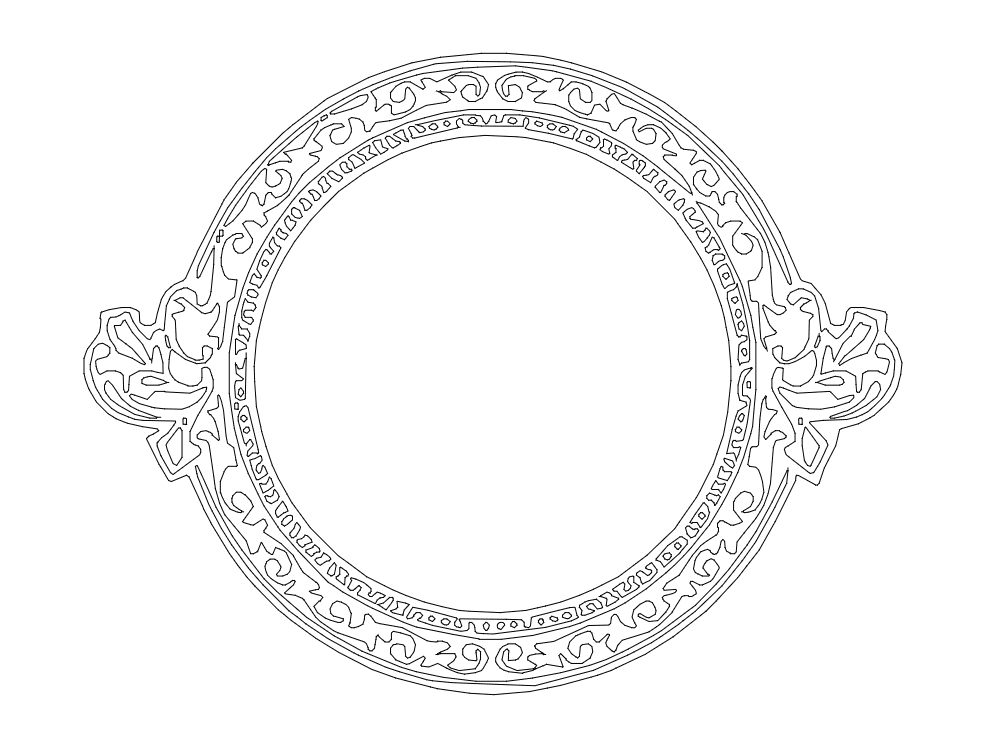 Ornate Baroque Circle Frame Vector DXF for Laser Cutting