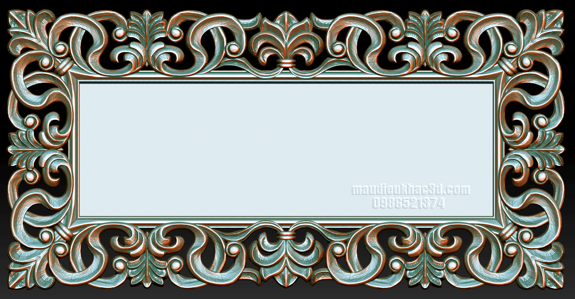 Ornate Baroque Mirror Frame 3D STL Model for CNC Carving