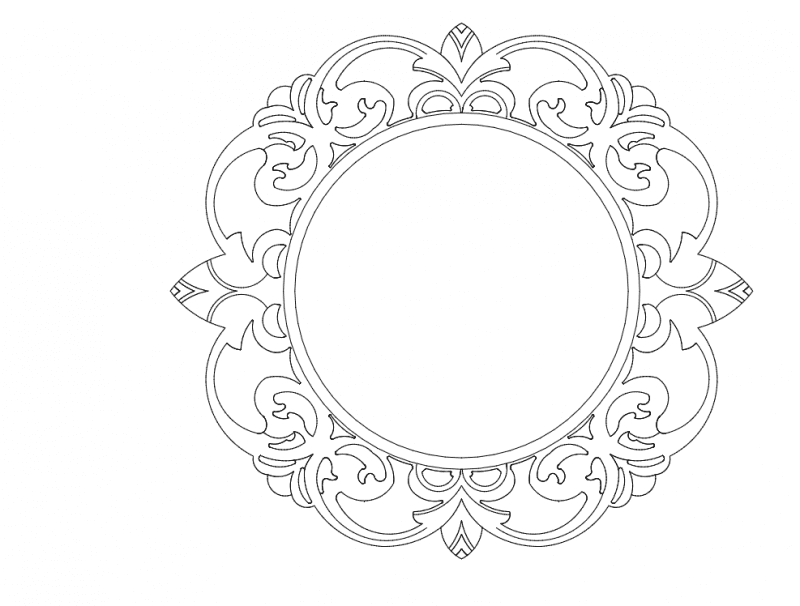 Ornate Baroque Round Frame Vector Design for Laser Cutting DXF