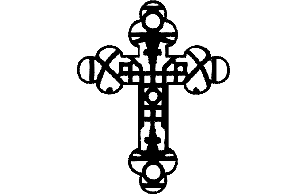 Ornate Christian Cross Vector Design for Laser Cutting DXF