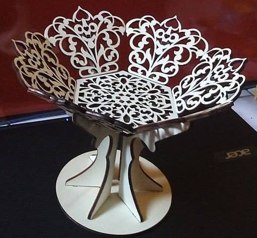 Ornate Decorative Bowl with Stand Laser Cut Vector File