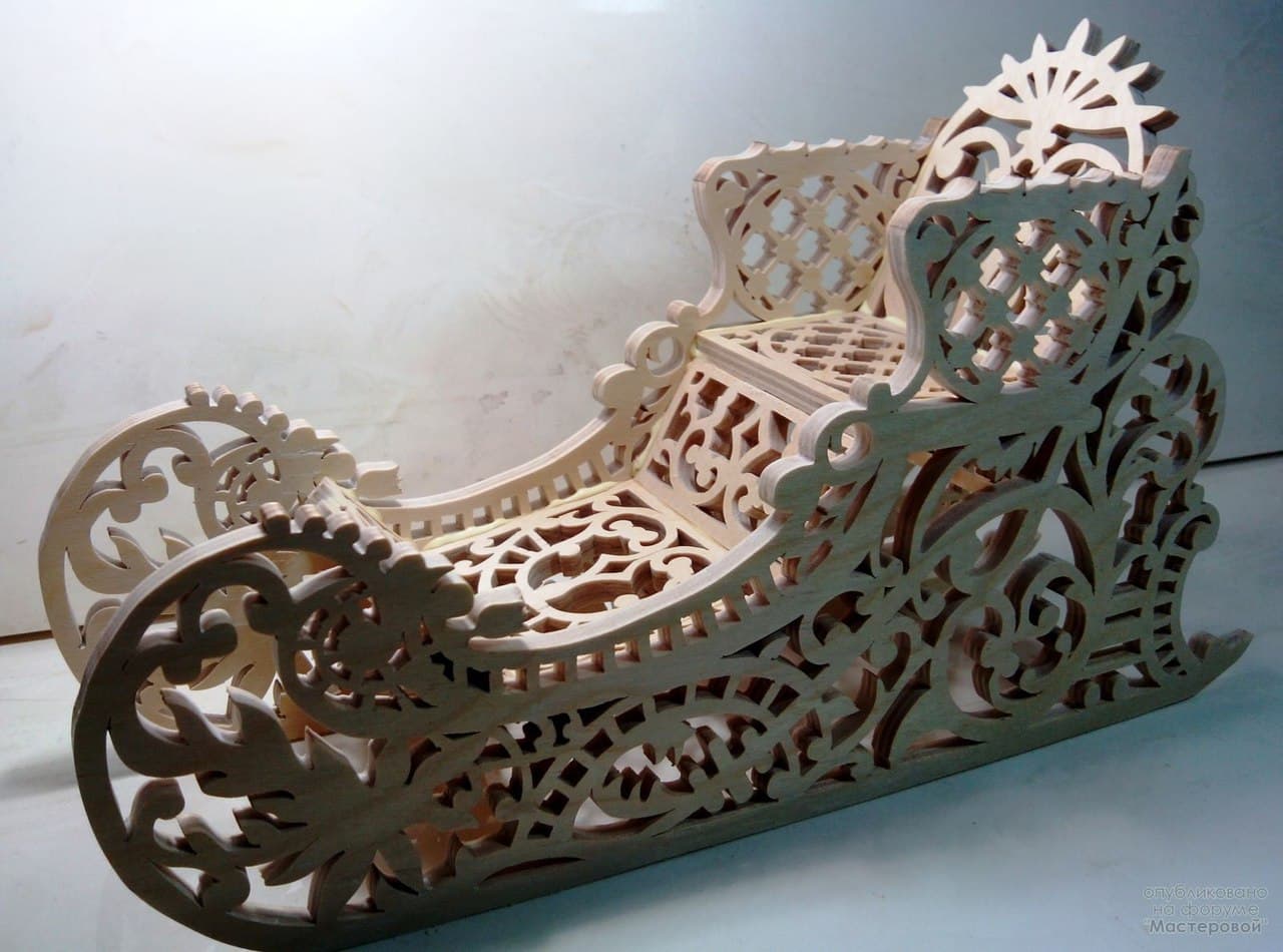 Ornate Decorative Christmas Sleigh Laser Cut Vector File