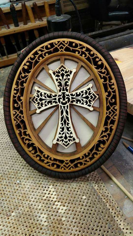 Ornate Decorative Cross Wall Art Laser Cut Vector File