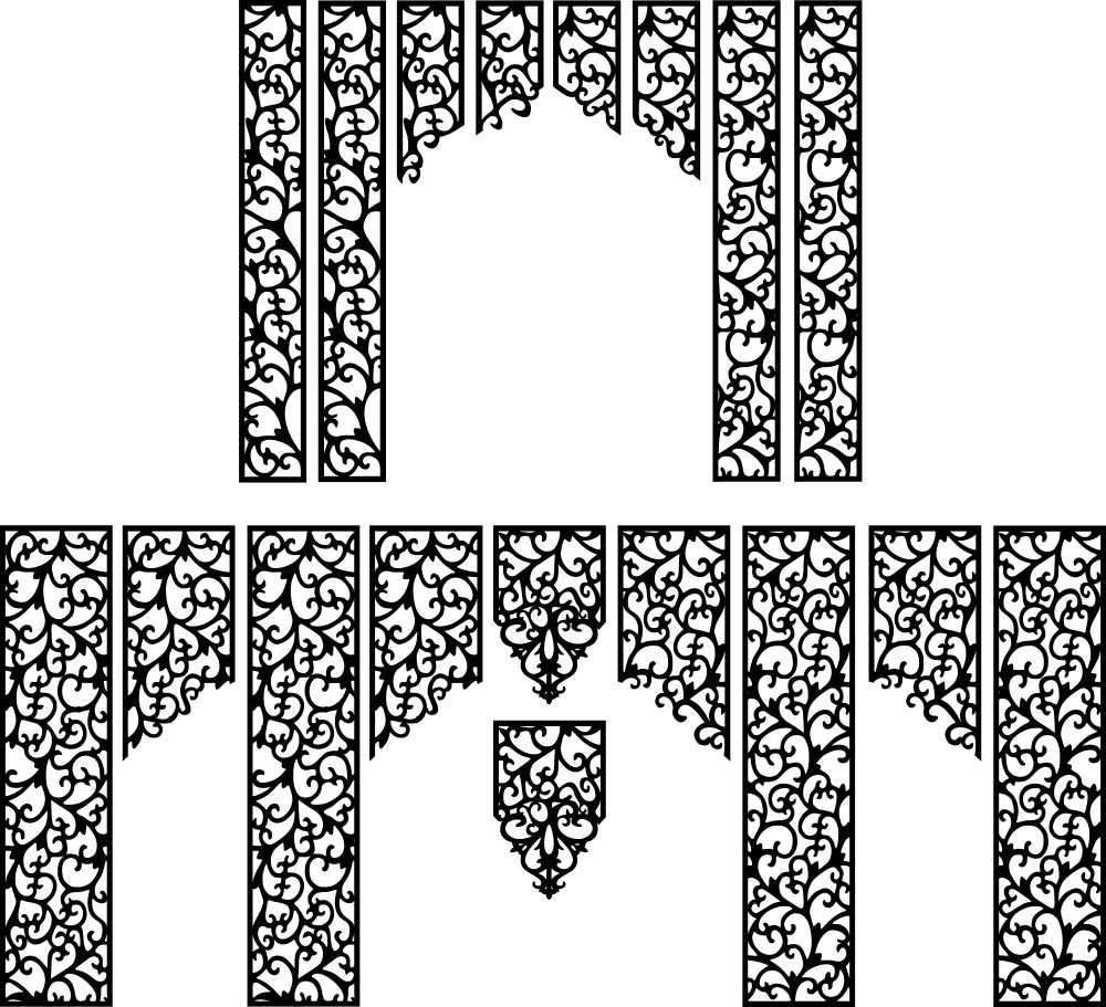 Ornate Decorative Room Divider Panels Vector for Laser Cutting