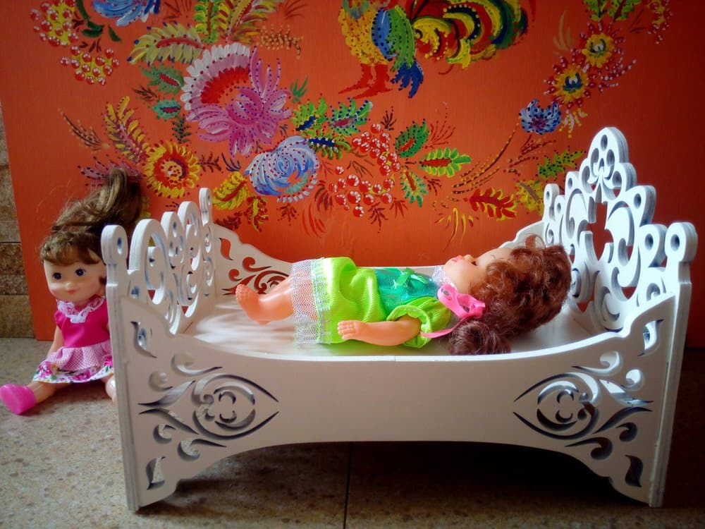 Ornate Doll Bed 3D Laser Cut File - Free Vector Design
