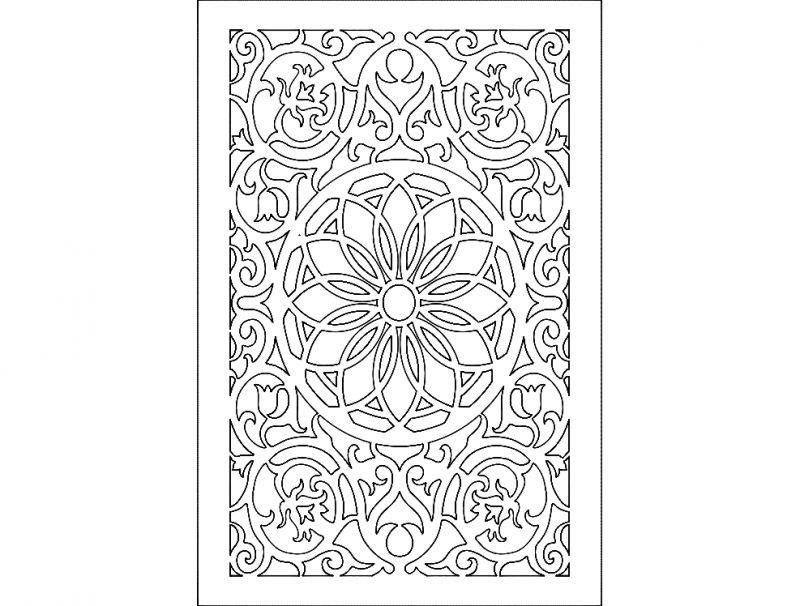 Ornate Floral Pattern Room Divider DXF Vector File